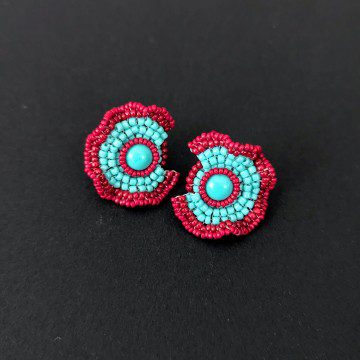 Image for Ruffle Earrings | Turquoise, Glass Beads (PC)