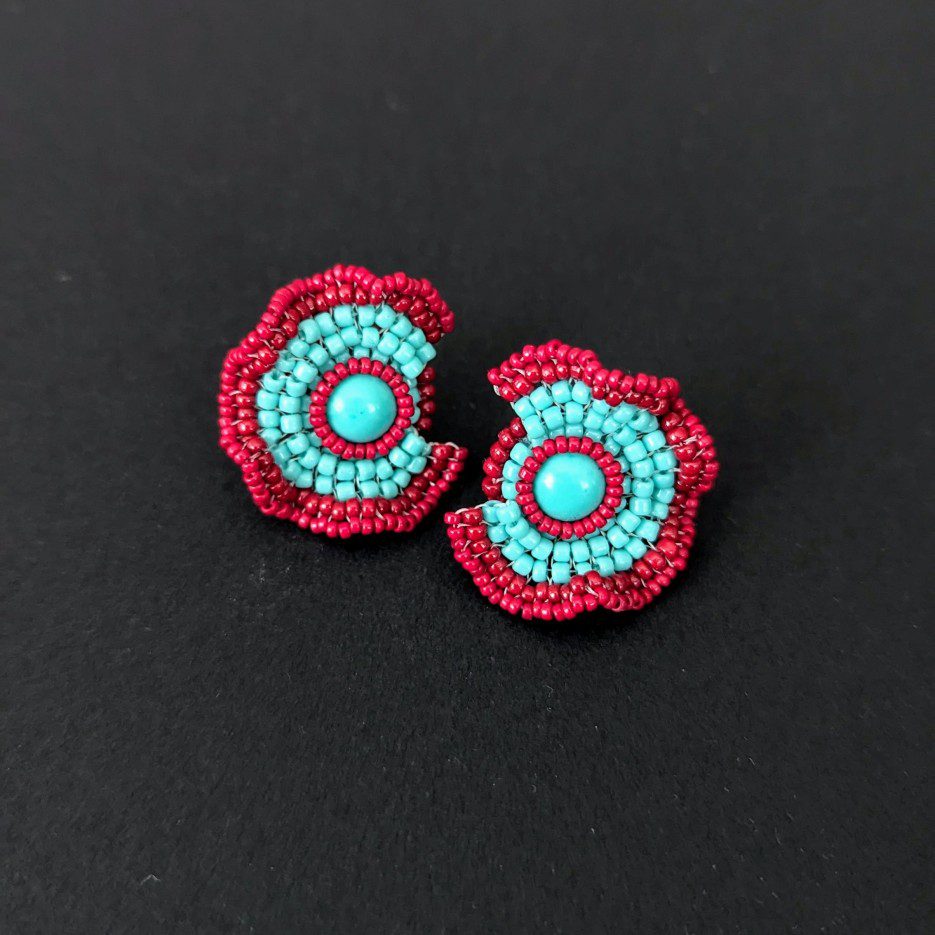 Image of Ruffle Earrings | Turquoise, Glass Beads (PC)