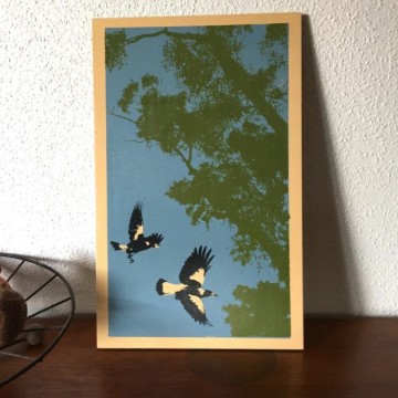 Image for Ply Panel Lrg | Magpies in Flight (BLD)