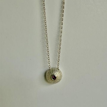 Image for Necklace Silver Urchin | Garnet Rhodenite (LN)