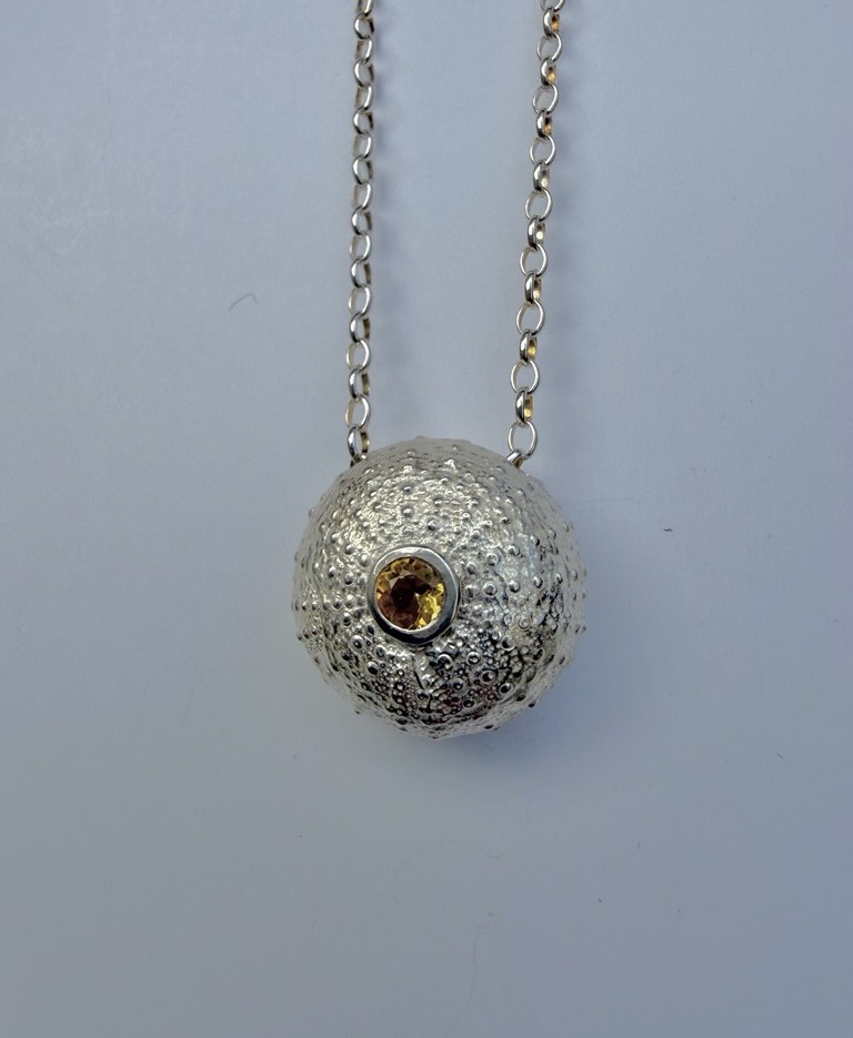 Image of Silver Urchin Necklace | Citrine (LN)