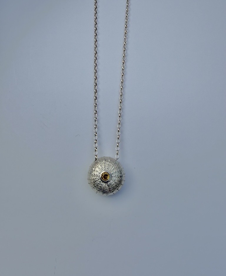 Image of Silver Urchin Necklace | Citrine (LN)