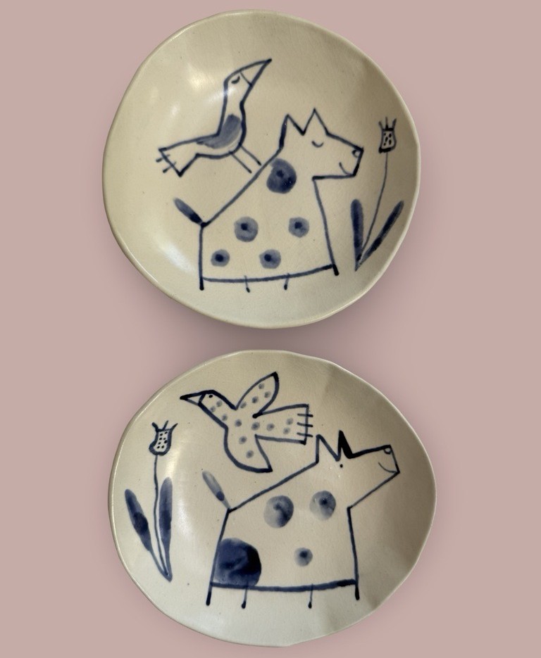 Image of Anthea Carboni Plate (P16) | Dog + Bird I
