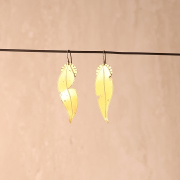 Image for Earrings | Lge Brass Gum Leaf + Brass Bloom