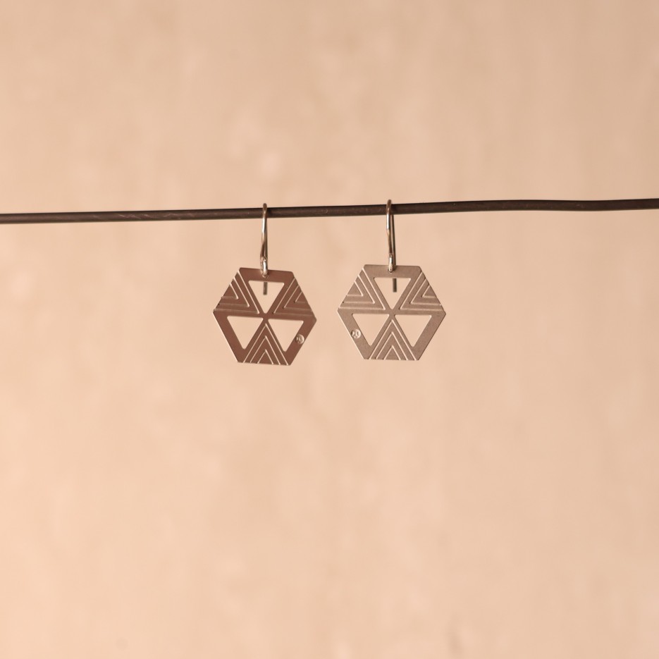 Image of Earrings | Stainless Steel Hexagon Design