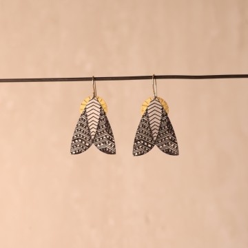Image for Earrings | Sml St Steel Moth + Brass Disc