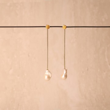 Image for Earrings | Baroque Pearl Long Drop