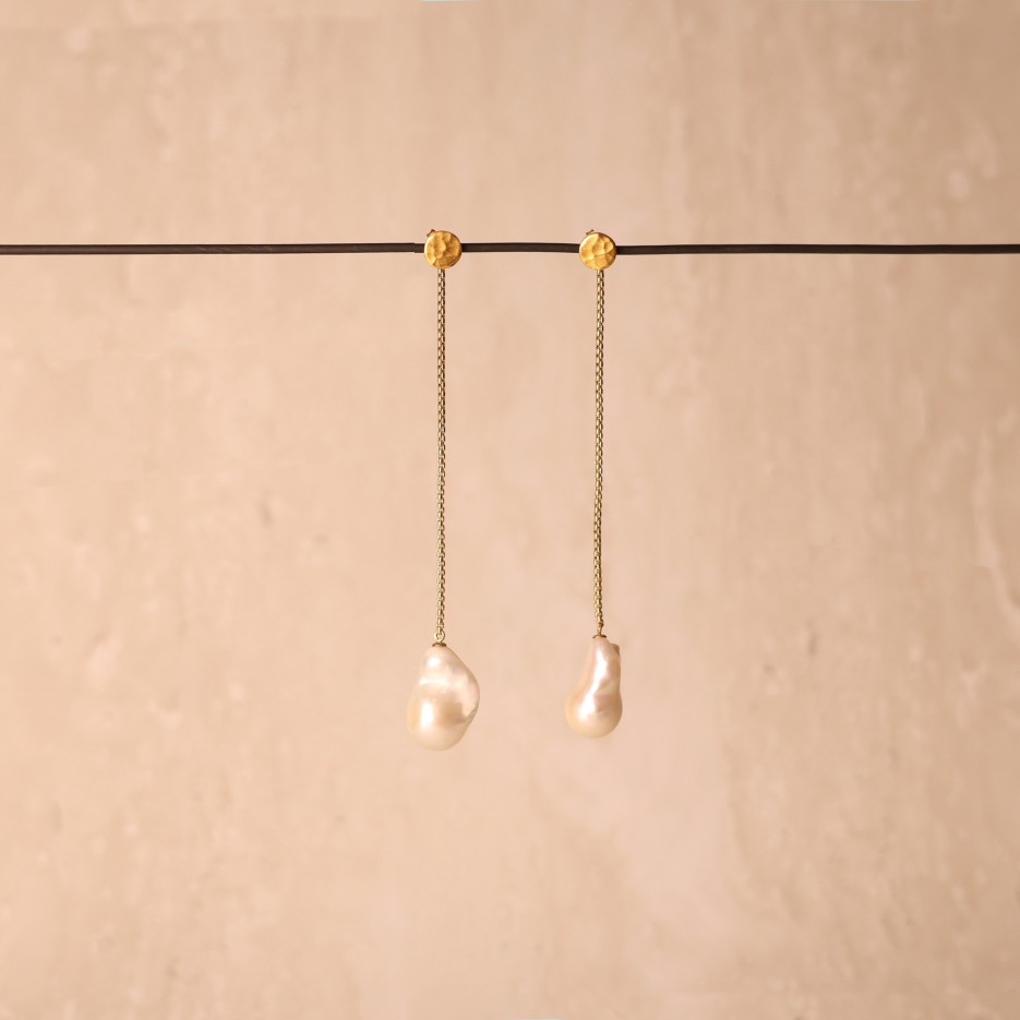 Image of Earrings | Baroque Pearl Long Drop