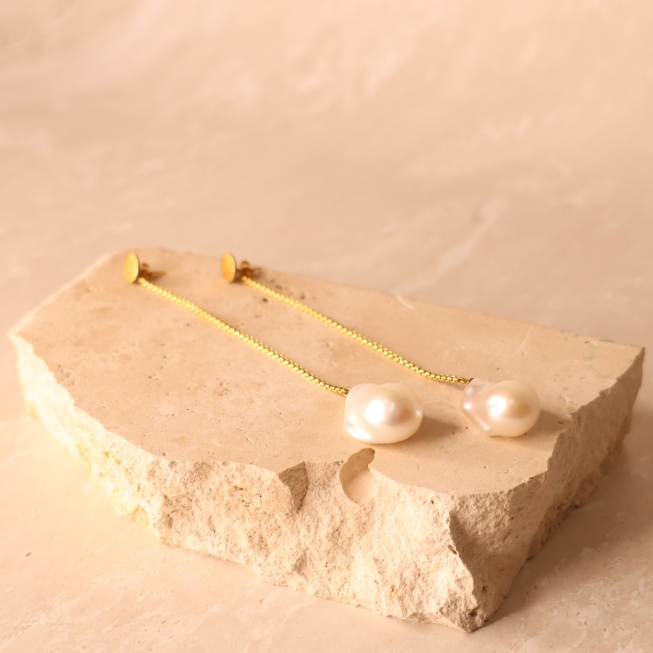 Image of Earrings | Baroque Pearl Long Drop