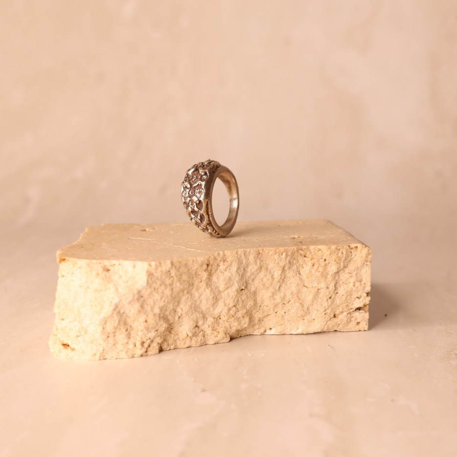 Image of Ring | Sterling Silver, Textured Dome (TM15)