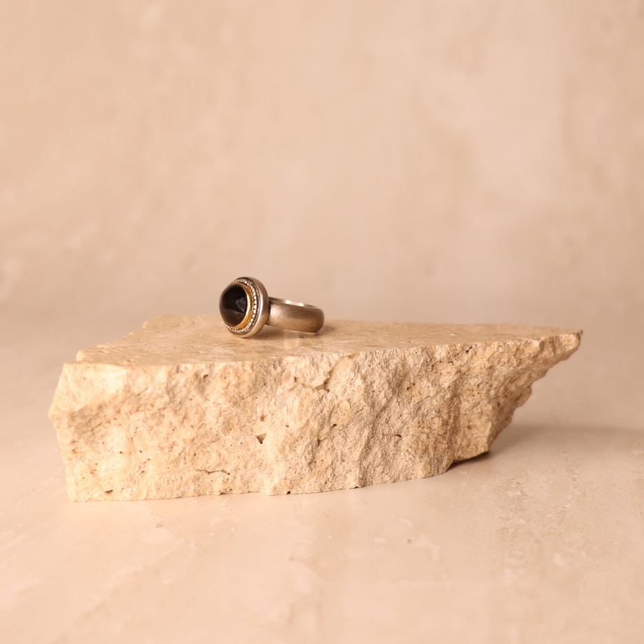 Image of Ring | Sterling Silver, Star Dropside + 18ct Gold