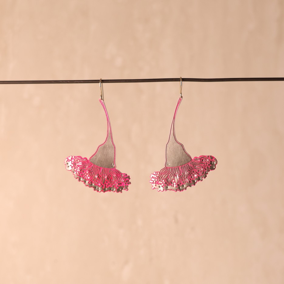 Image of Earrings | Lge Gum Blossom, Stainless Steel + Pink