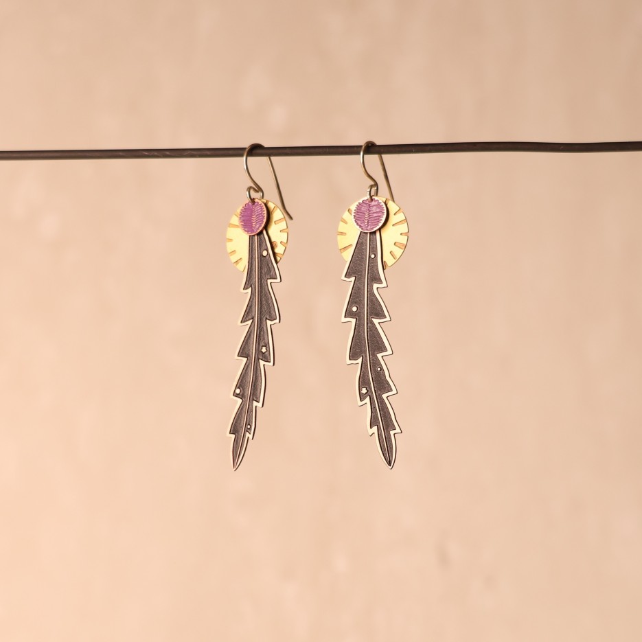 Image of Earrings | Banksia + Pollen, Copper + Brass