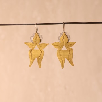 Image for Earrings | Lge Brass Cowslip + Stainless Steel Disc