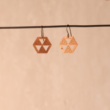 Image for Earrings | Copper Hexagon