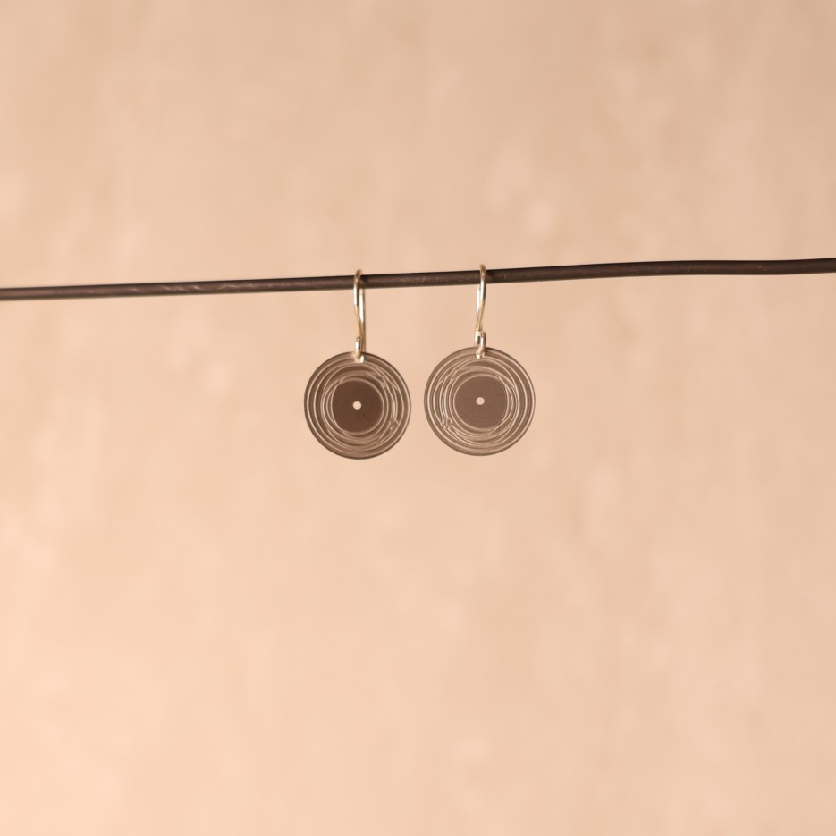 Image of Earrings | Stainless Steel Disk, Eye of the Storm