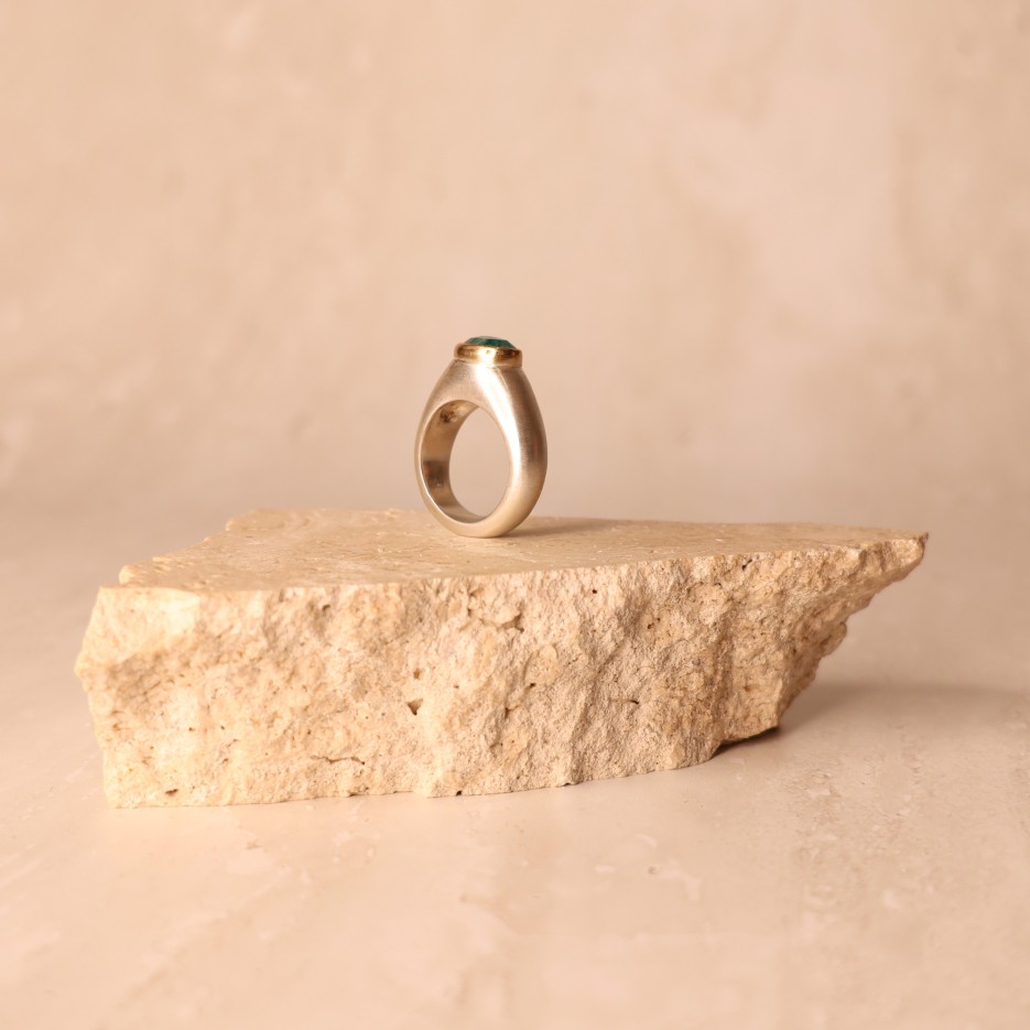 Image of Ring | St Silver, Emerald + 18ct Gold