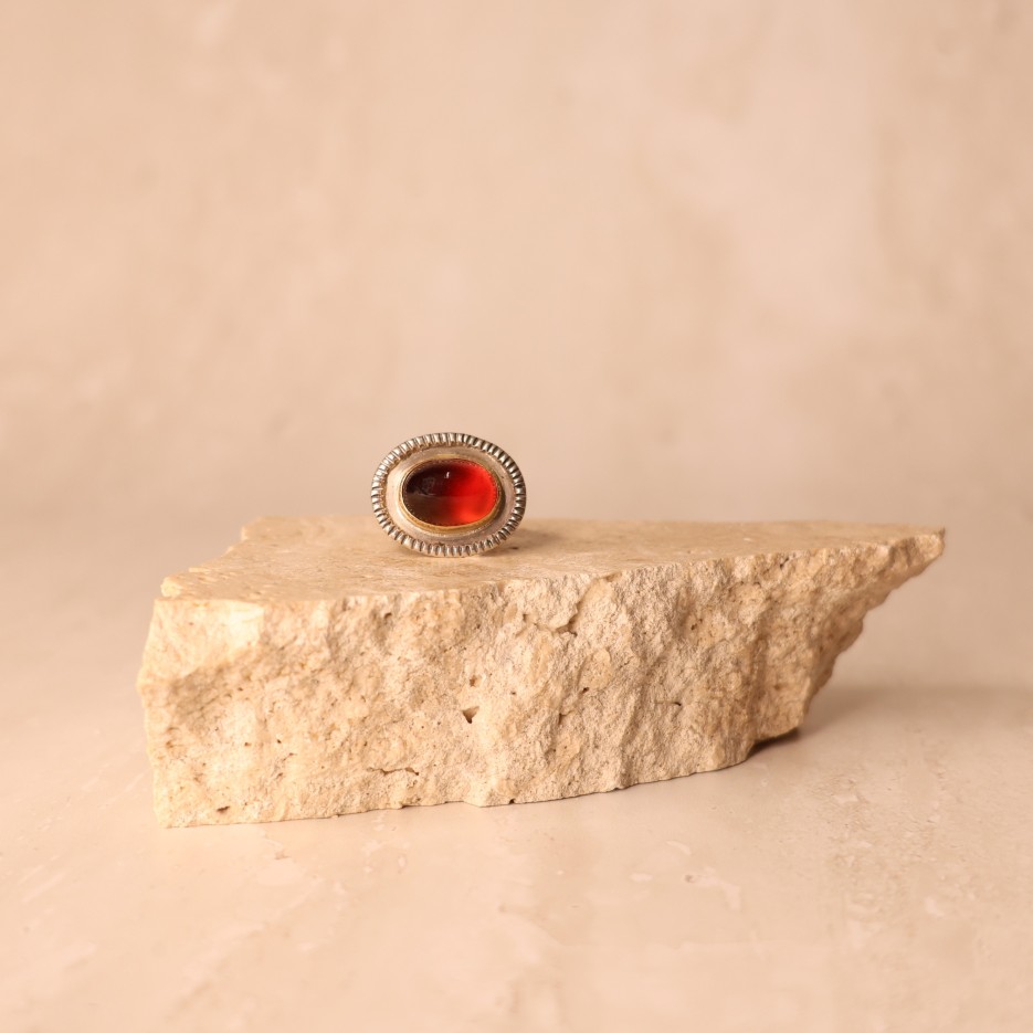 Image of Ring | Sterling Silver, Garnet + 18ct Gold