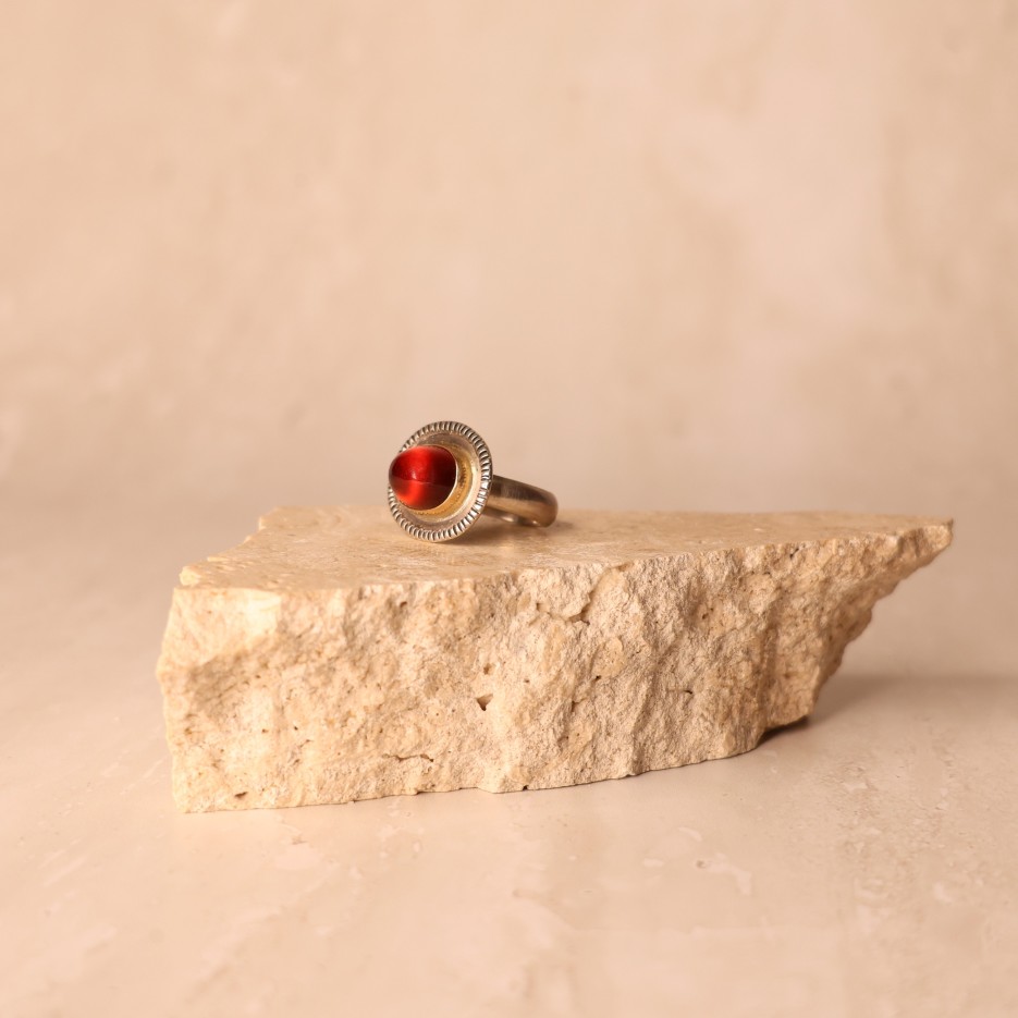 Image of Ring | Sterling Silver, Garnet + 18ct Gold
