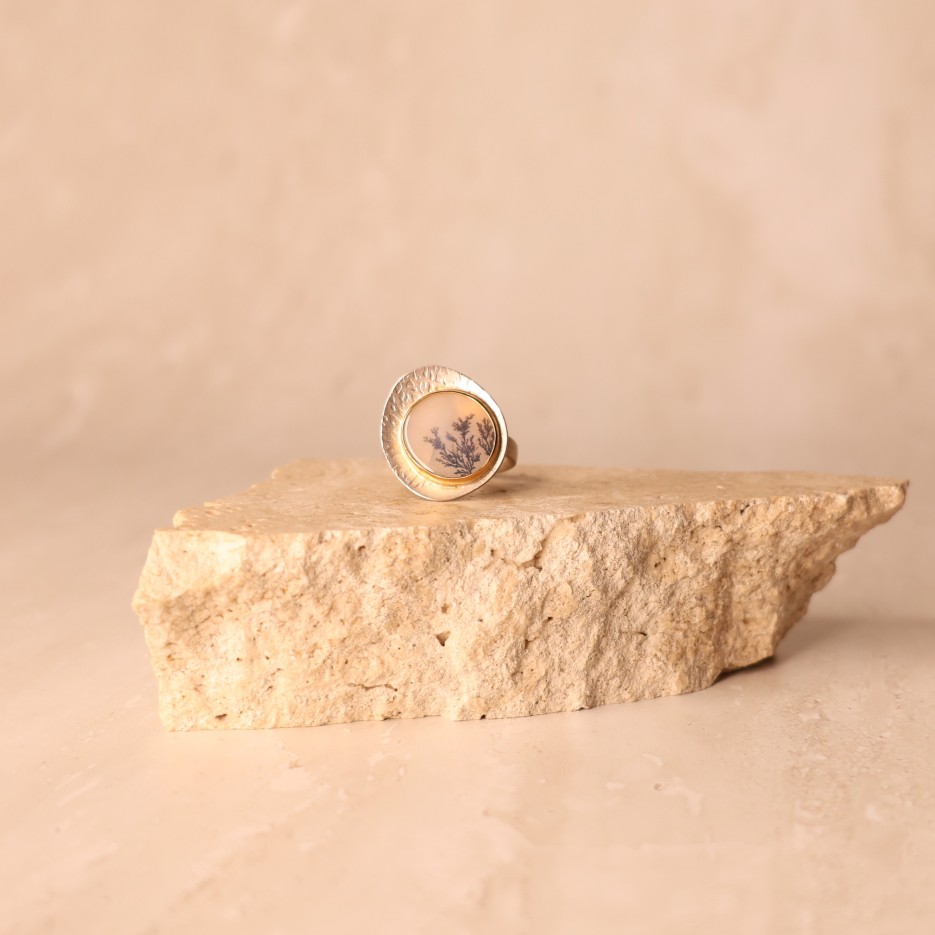 Image of Ring | Sterling Silver, Dendritic Quartz + 18ct Gold