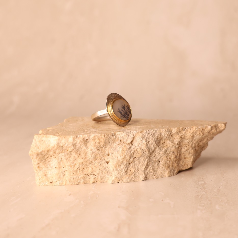 Image of Ring | Sterling Silver, Dendritic Quartz + 18ct Gold