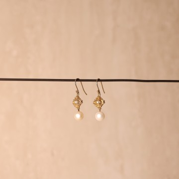 Image for Earrings | Square Filigree Design , 0.03ct Diam, 9ctGold +  FWP  (MYBE5DH)