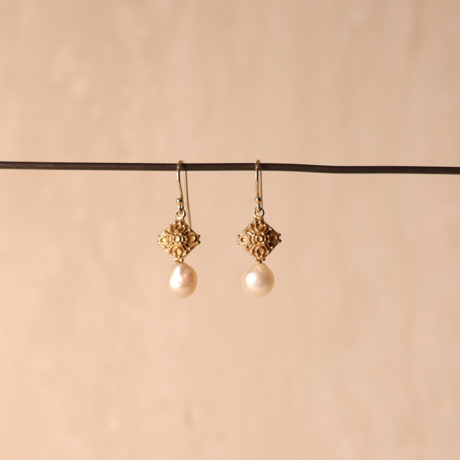 Image of Earrings | Square Filigree Design 9ctGold + FWP (MYBE5H)