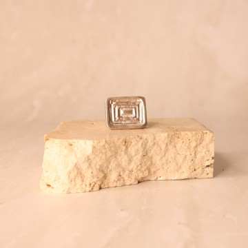 Image for Ring | Sterling Silver, Carved & Text Rect