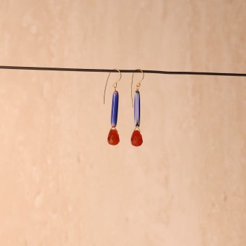 Image for Earrings | Teardrop Carnelian + Glass