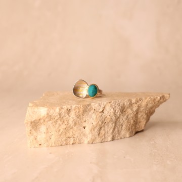 Image for Ring | Sterling Silver, Chrysocholla + 18ct Gold