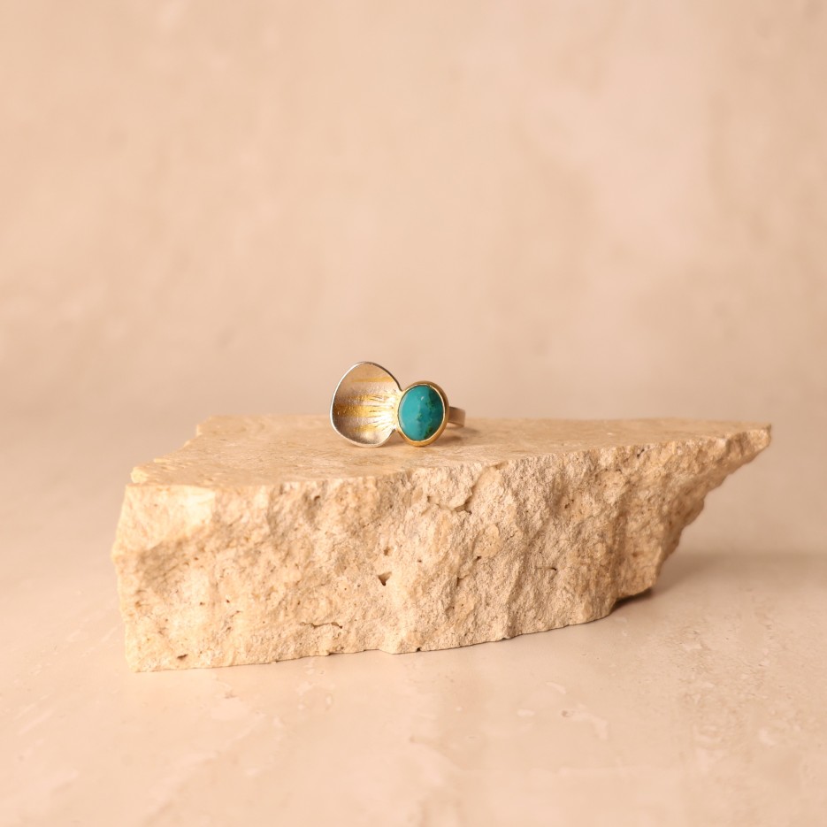 Image of Ring | Sterling Silver, Chrysocholla + 18ct Gold