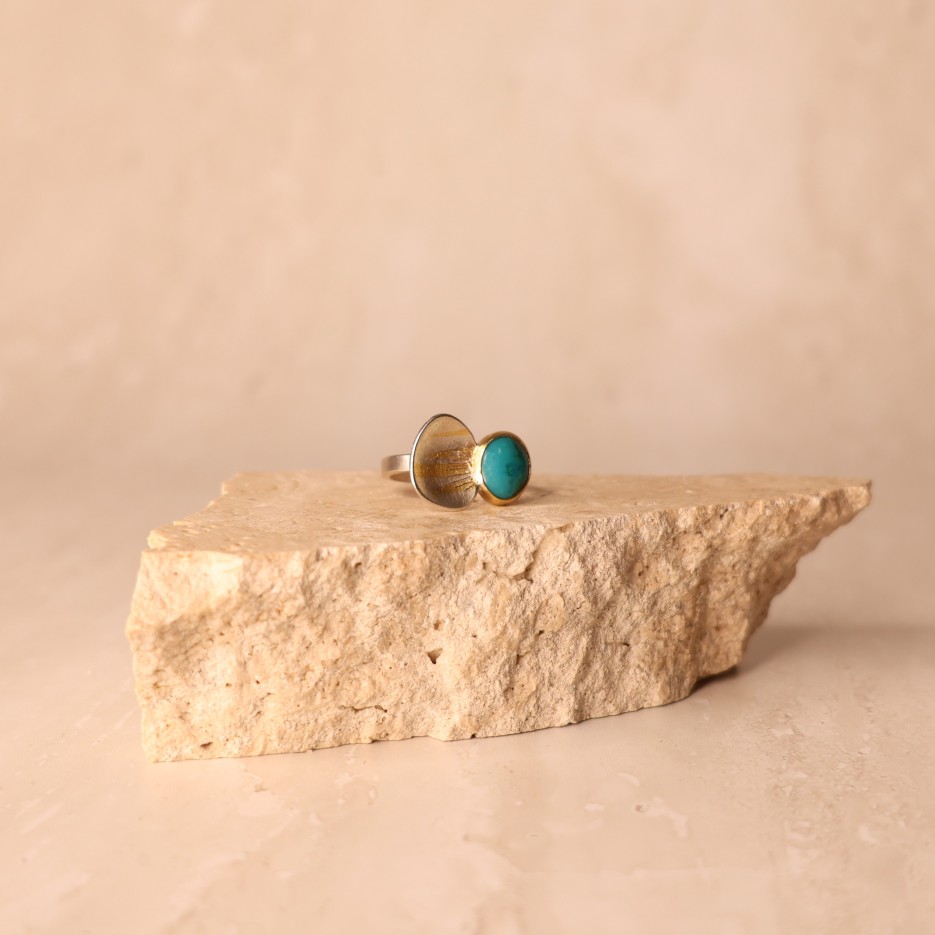 Image of Ring | Sterling Silver, Chrysocholla + 18ct Gold