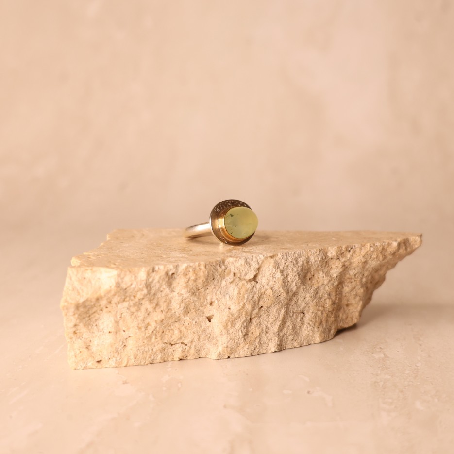 Image of Ring | Sterling Silver, Prehnite + 18ct Gold