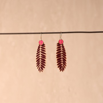 Image for Earrings | Copper Senna + St Steel Hot Pink Disc