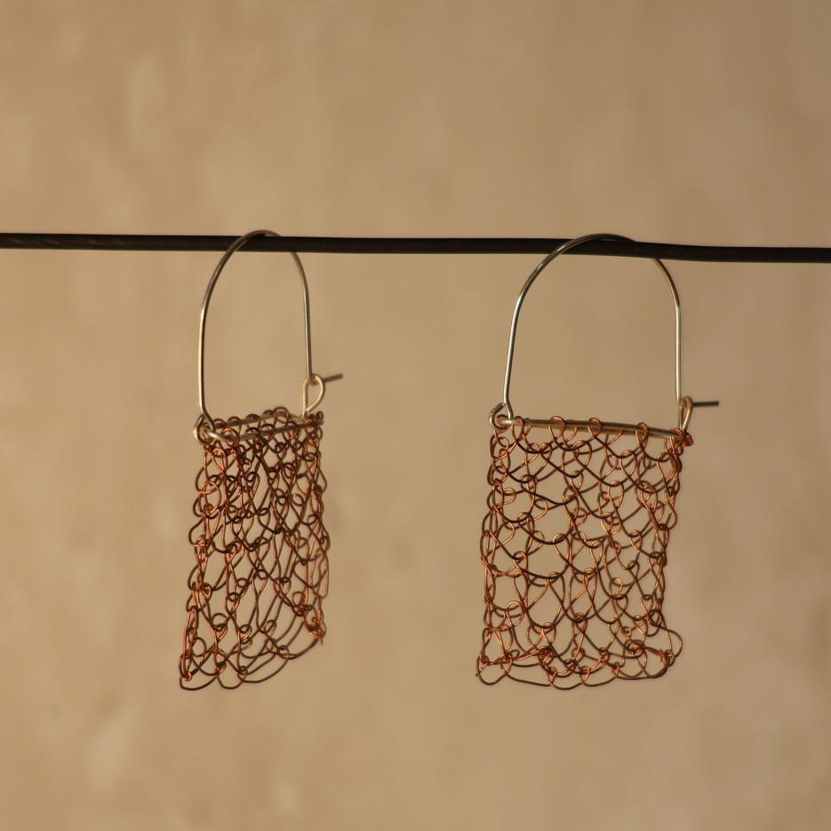 Image of Handwoven Stringbag Earrings | Jessie Ashley Gundorrja (563-25)