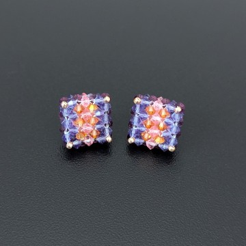 Image for Violet Cube Earrings | Swarovski Crystal + Glass Beads