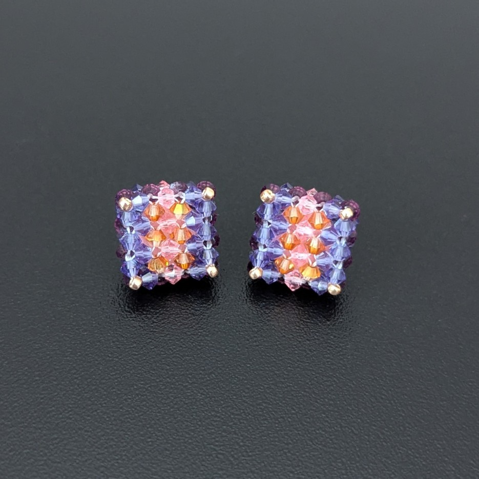 Image of Violet Cube Earrings | Swarovski Crystal + Glass Beads