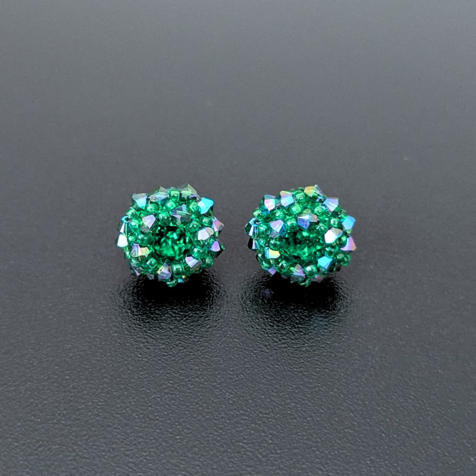 Image of Green Caroline Earrings | Swarovski Crystal + Glass Beads