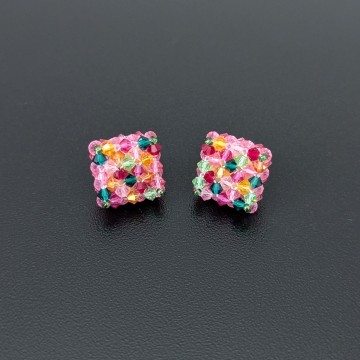 Image for Pinky Candy Cube Earrings | Swarovski Crystal + Glass Beads