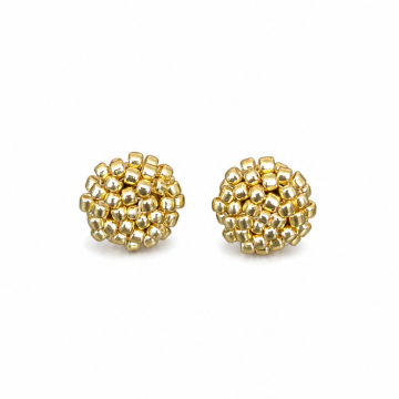 Image for Golden Button Earrings | Japanese Glass Beads