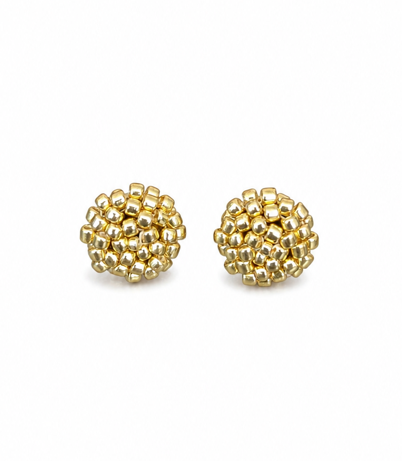Image of Golden Button Earrings | Japanese Glass Beads