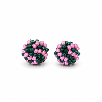 Image for Green Swirls Button Earrings | Japanese Glass Beads