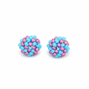 Image for Light Blue Swirls Button Earrings | Japanese Glass Beads