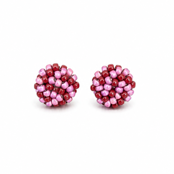 Image for Pink Swirls Button Earrings | Japanese Glass Beads