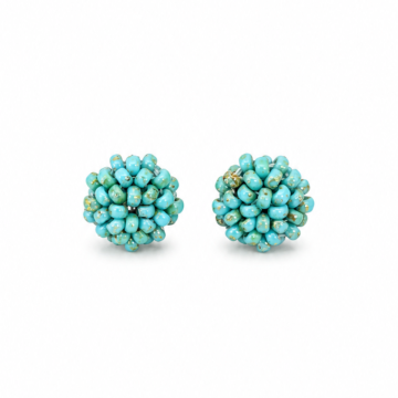 Image for Turquoise Picasso Button Earrings | Japanese Glass Beads