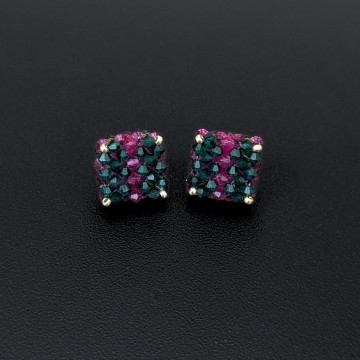 Image for Emerald Cube Earrings | Swarovski Crystal + Glass