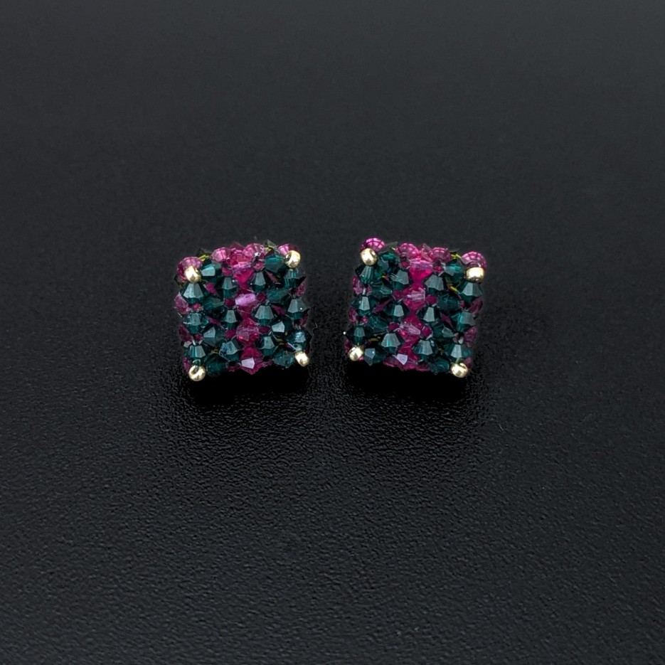Image of Emerald Cube Earrings | Swarovski Crystal + Glass