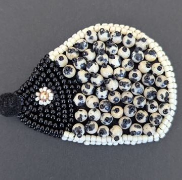 Image for Dalmatian Baby Hedgehog Brooch | Glass Beads + Pom Pom