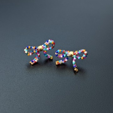 Image for Golden Candy Bow Earrings | Glass Beads