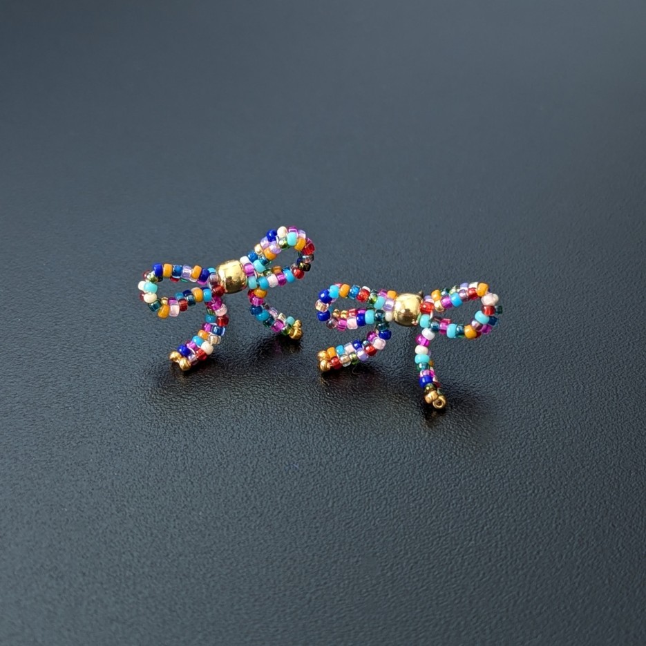 Image of Golden Candy Bow Earrings | Glass Beads